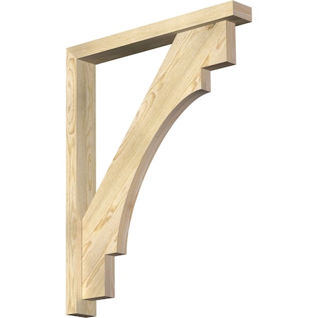 Ekena Millwork Merced Block Rough Sawn Bracket w/ Offset Brace, Douglas Fir, 4"W x 30"D x 38"H BKT0402X30X38MRC05RDF